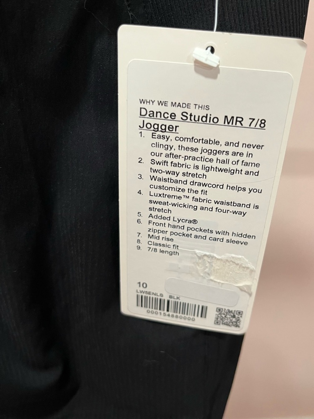 New NWT lululemon athletica Black Dance Studio Mid-Rise Joggers 7/8 size 10
